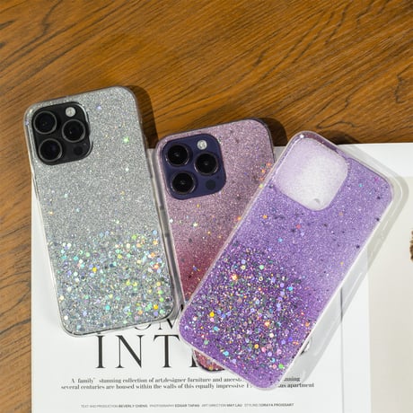 キラキラ眩しい iPhone15/15plus/15proケース きれいグリッター入り iPhone14/13mini/12ケース かわいい インナーシート付[M3937]