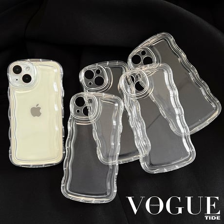 クリア iPhone17e/17Pro/16/15proケース  うねうね シンプル風 アイフォン14pro/13/12/11カバー 落下防止 定番 使いやすい [M2775]
