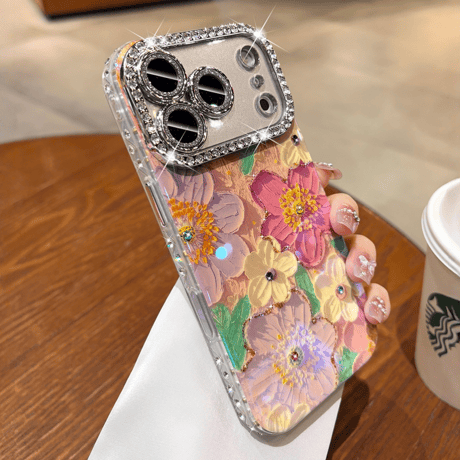 花柄 iPhone17Pro/17ケース ジュエリーライン カメラカバー iPhone17ProMax/16Pro/15カバー オシャレ きれい  [M5920]