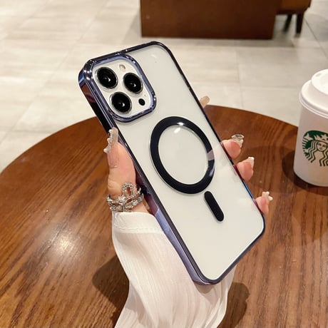 メッキクリア iPhone15Pro/15ProMaxケース  MagSafe高品質 耐久性 黄ばまない iPhone14/12/13Proカバー 軽量[M3532]