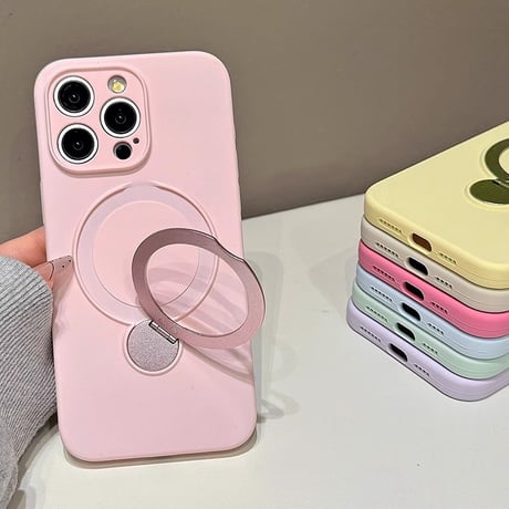 リング付 iPhone16/16Proケース Magsase対応 シリコン iPhone15/14Pro/13ケース 多機能 指紋防止 丈夫  [M4592]