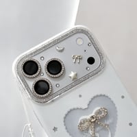 iPhone18Pro/18ProMax リボン 月 星 カメラ保護カバー iPhone17ProMax iPhone17Pro ソフトフイルム  可愛い 使いやすい[M6767]