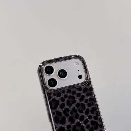 キラキララメいりアニマル柄 iPhone17Pro/17ケース 豹柄 iPhone17ProMax/16Pro/15/14カバー 上品 丈夫 [M6451]