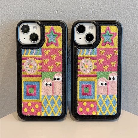iPhone15/15proケース 刺繡入り 可愛い iPhone14/13proカバー 高級感 秋冬トレンドケース [M3515]