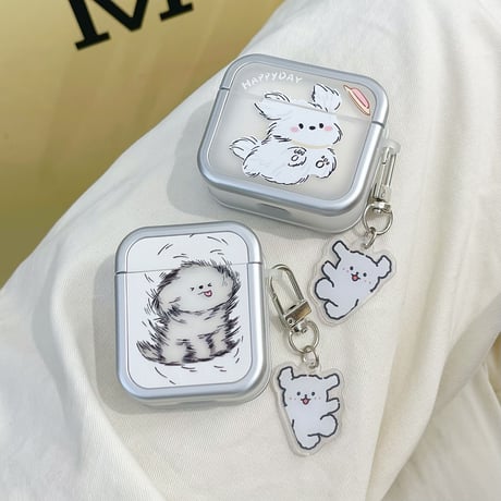 走っている犬 Airpods 4ケース  かわいい Airpods3/Pro2ケース airpodsproカバー 頑丈 キーホルダー付 プレゼントにおすすめ[M5080]