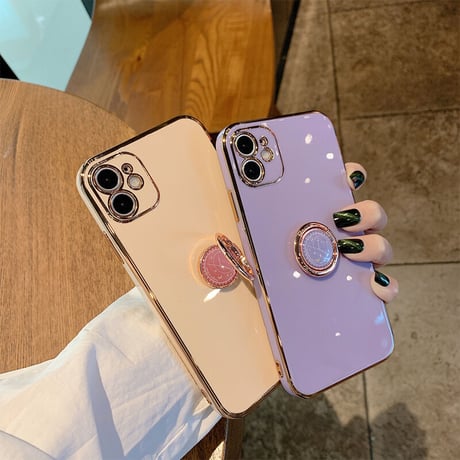 スマホリング付 iphone11/12promaxケース 金色枠ツヤありアイフォンSE2/XSMAXカバー スタンド機能付 落下防止 頑丈耐久性耐衝撃 M300