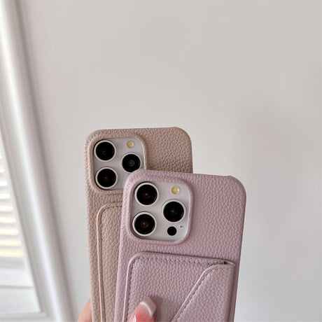 ICカード収納 iPhone15pro/15カバー パールストラップ/革ショルダー付 アイフォンSE/14pro/13プロケース 高品質便利 [M4325]