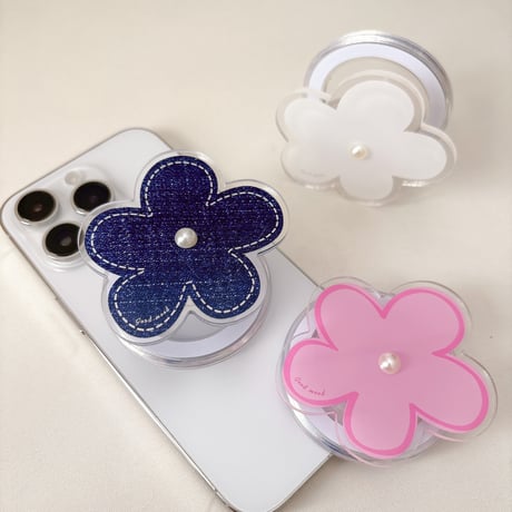 パールデコ花 スマホグリップ マグネットタイプ 可愛すぎる オシャレ シック スタンド  可愛い 実用 ギフトにおすすめ[M4981]