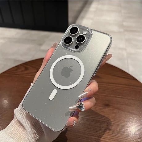 キラキラクリアMagSafe iPhone16Pro/16ケース 黄ばまない iPhone15pro/14pro/13proケース ラメ入り 軽量薄型 高級感[M4664]