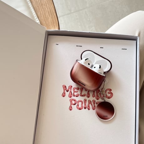 グラデーションカラー ワインレッド Airpods 4ケース ホルダー付 かわいい Airpods3/Pro2ケース airpodspro2カバー  シック ファッション[M5083]