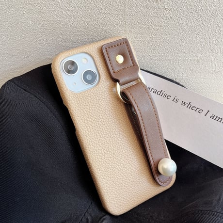 真珠ベルト  iphone14pro/14promaxケース  レザー製 アイフォン13/12/11カバー オシャレ 実用 ファッション[M2410]