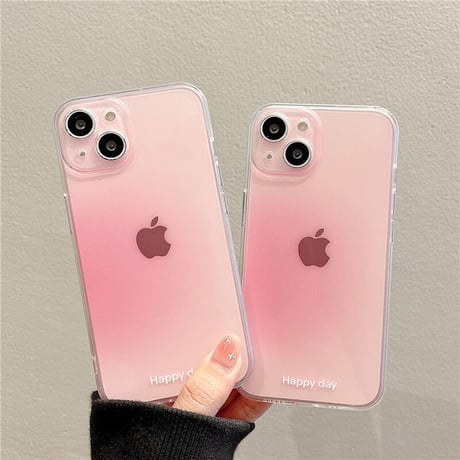 ピンク iphone14/15proケース 人気 グラデーション アイフォン12pro/13ケース  かわいい Happy day 軽量 シック[M3137]