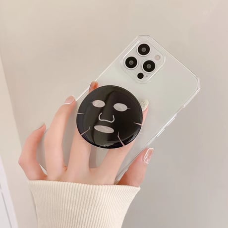 シートパックマスク スマホグリップ ３色   全機種対応 折り畳み式グリップトーク  ポップソケット  スタンド機能付き キュート ツヤカラーM1124
