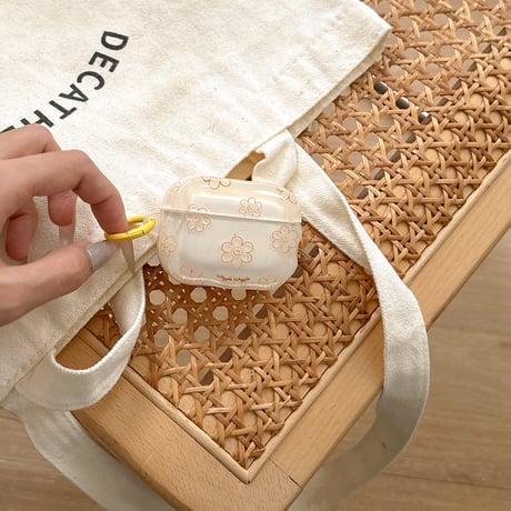 韓国風 Airpods4ケース 笑顔花 AirpodsPro2ケース airpods3/2カバー  かわいい リング付 淡色系 [M5328]