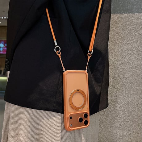 多機能高品質 iPhone17Pro/17ProMaxケース ショルダーストラップ付 MagSafeリングスタンド  iPhone17ケース 耐衝撃 高級感 [M5780]