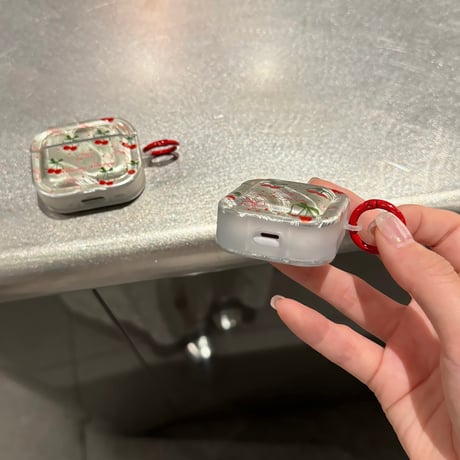 Airpods 4ケース サクランボ 女の子 めっちゃ可愛い AirpodsPro2/Pro1カバー  エアポッズ3/2 リング付き つや感[M4685]