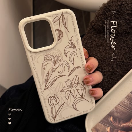 ゆり 花柄 iPhone16Pro/16ケース 高級感 iPhone15Pro/14Promax/13/12カバー エレガント 指紋防止 大人女子必見 [M4825]