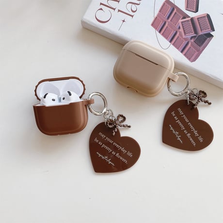 シリコン Airpods4ケース ハートホルダー付 Airpodspro2カバー Airpods3/2 指紋防止 可愛い 充電口カバー[M4967]