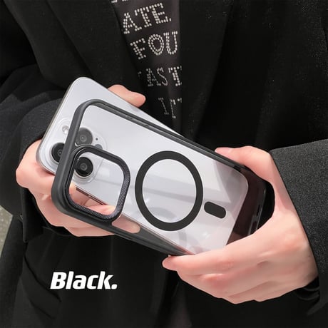 MagSafe対応 iPhone15Pro/15Plusケース シンプル iPhone14/13Proクリアカバー お揃い 持ち運びやすい[M3892]