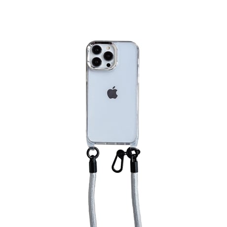 頑丈肩ひも iPhone14/13promaxケース 高透明 アイフォン12pro/11カバー 便利 首掛け/肩掛け  カラビナ付 お揃い[M3222]