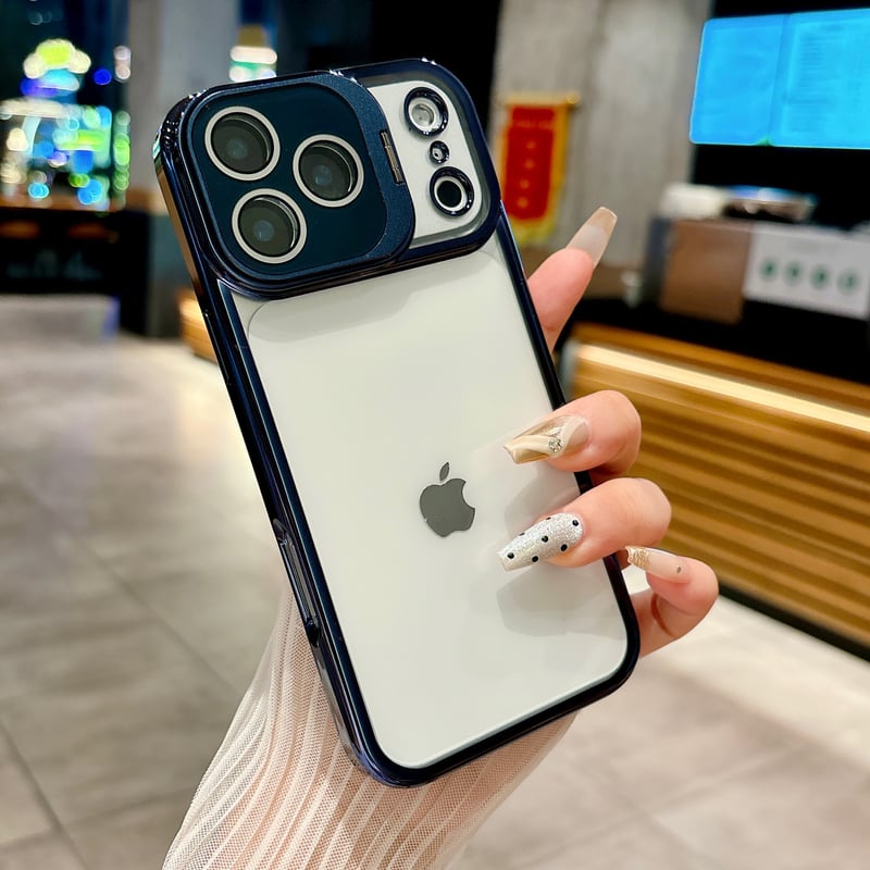 スタンド機能カメラカバー iPhone17ProMax/17ケース 高透明メタル