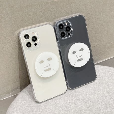 フェイスパック グリップ付 iphone13pro/12ケース   美容マスク クリア耐衝撃iphoneXR/11カバー   頑丈  多機能M952