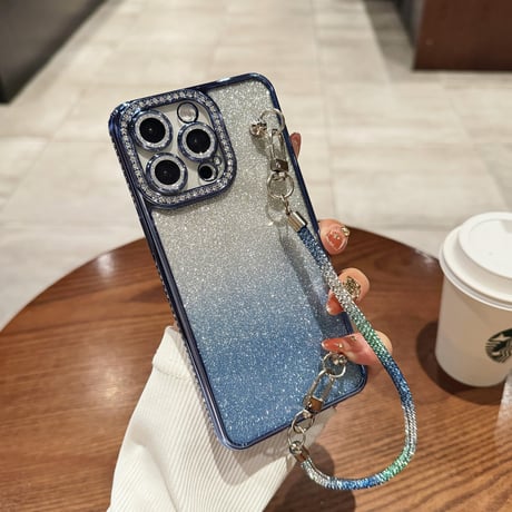 ジュエリー iPhone16/16Proケース キラキラ チェーン付 iPhone15Pro/14/13Proカバー 大人気 ラメ 大人可愛い[M5010]