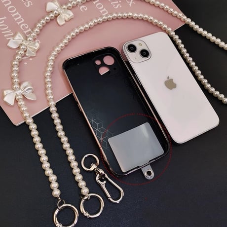 真珠ショルダーストラップ付 iPhone15/15Proケース レザーキルティング iPhone14/13/12ケース 高品質 大人気[M3713]