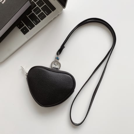 ハート型レザー 小銭入れ Airpodsケース コインケース ストラップ付 かわいい 便利 耐久性ある  ギフトにおすすめM6474]