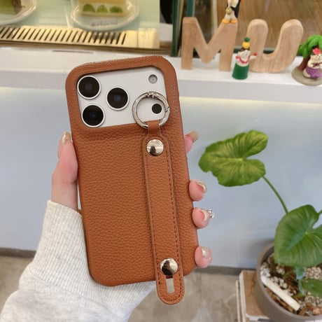 ベルト付 iPhone17Pro/17ケース レザー製 リング付 iPhone17ProMax/16/15Proケース スタンド付 耐久性ある [M5803]