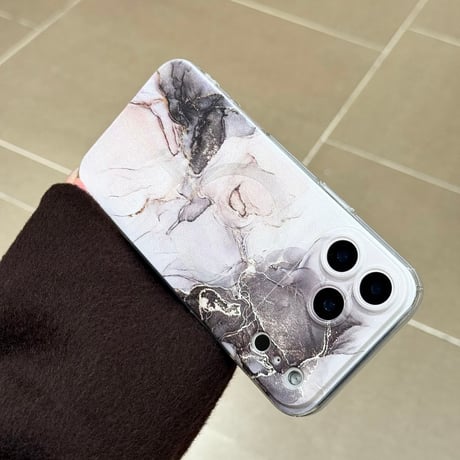大理石調 iPhone17/17Proケース マグネット式グリップ付 iPhone16Pro/15ProMaxケース 便利なスタンド機能 オシャレ[M6092]