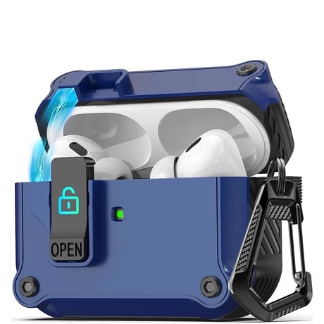 耐衝撃 Airpods 4ケース ロッククリップ付 AirpodsPro2/第3世代ケース カッコイイ カラビナ付 ワイヤレス充電 丈夫 耐久性 [M4792]