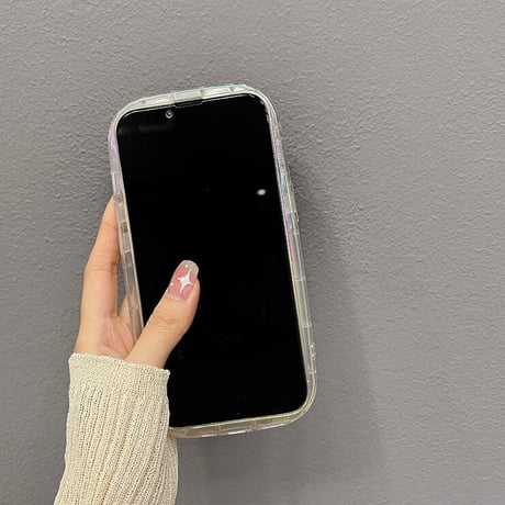 キラキラクマさんグリップ付 iphone14/13proケース  レインボーカラー iphone12/11カバー  可愛い  お洒落 多機能 綺麗透明感[M2181]