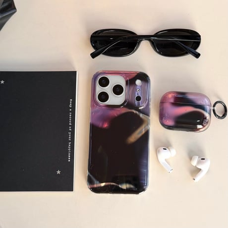 黒紫グラデーションカラー AirPodsPro3ケース 艶感 Airpods4/3ケース  AirpodsPro2/Pro1カバー  シック オシャレ[M5917]