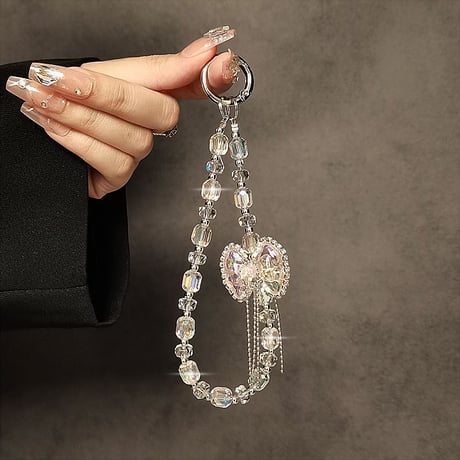 綺麗 スマホストラップ 高級感 ダイヤリボンショルダーストラップ キー/バックチェーン キラキラ 美しい[M5593]