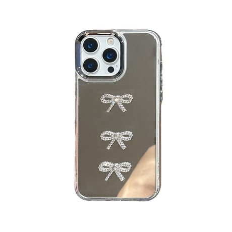 ジュエリーリボン 鏡 iPhone17Pro/17ケース 光沢感 iPhone Air/17Promax/16カバー 大人可愛い 頑丈 [M5757]