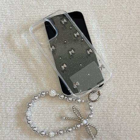 ガールズに人気 iphone15/15proケース  立体リボン ラメ入り iphone14/13pro/12/11カバー  可愛い 綺麗チャーム付き[M4485]