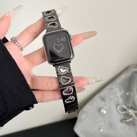 透かし彫りジュエリーハート AppleWatchバンド 高級感 アップルウォッチベルトUltra2/1/SE2/1/Series9/8/7/6/5/4/3/2/1 おしゃれ[M4889]