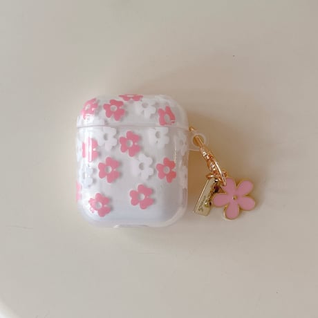 春向け Airpods第四世代ケース 花柄 キーチェーン付 AirpodsPro2ケース airpods3カバー 大人可愛い ギフトにおすすめ [M5187]