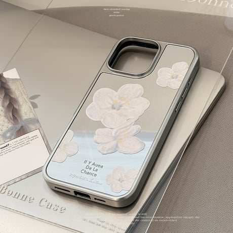 花柄 鏡 iPhone16/16proケース 大人可愛い アイフォン15promax/14/13proケース 丈夫 メイク直し 女子力UP [M5089]