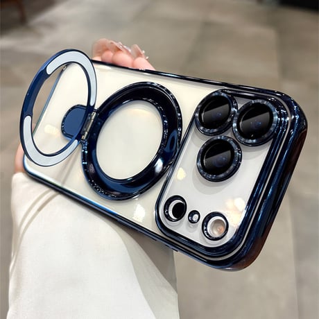 MagSafeリングスタンド iPhone17Pro/17ProMaxケース 強力ガラスレンズカバー iPhone17/Airケース 大人気 [M5682]