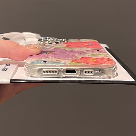 花柄 iPhone16/16Plusケース ダイヤレンズ枠 キラキラ iPhone15Pro/14/13pro/12ケース かわいい きれい[M4713]