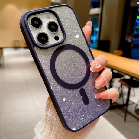 MagSafe対応 iPhone15/15proケース  キラキラインナーシート付 iPhone14/13/12proカバー 黄ばまないクリアケース[M3684]