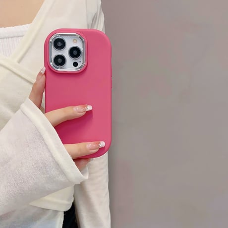 シリコン iPhone15/15proケース 無地 アイフォン14/13/12ケース イエロー ピンク ホワイト シンプル[M3545]