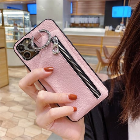 小銭入れ付 iphone14pro/13ケース レザー製 リング付きアイフォン12mini/11proカバー シンプル便利 [M2153]