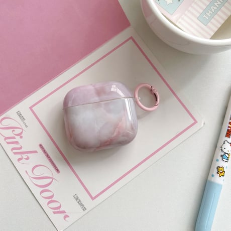 淡色系大理石柄 Airpods Pro3ケース 光沢感 Airpods4/3カバー pro2/Pro1ケース 可愛い リング付 おしゃれさんにおすすめ[M6306]
