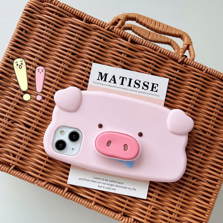 ブタ iphone14/13ケース 鼻スタンド  アイフォン12pro/11ケース  かわいい 高品質シリコン製 頑丈 ギフトにおすす[M3046]