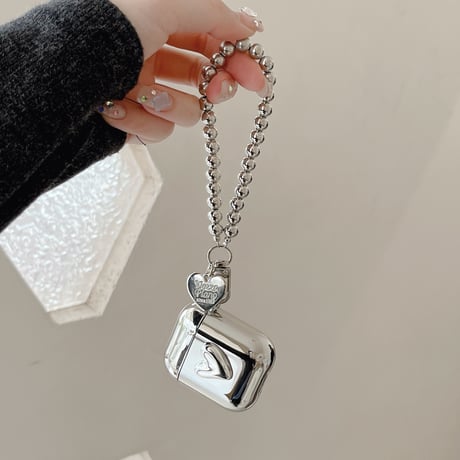 ハートデコ Airpods 4ケース ストラップ/リング Airpods3/Pro2ケース airpodsproカバー 可愛い 光沢感メッキ[M5094]