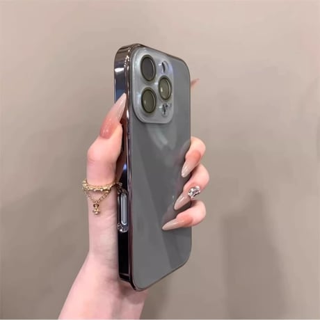 強力ガラス iPhone16/16proケース カメラ全面保護 iPhone15pro/14Promax/13カバー 涼しい感じ 艶感 耐久性丈夫 [M5361]