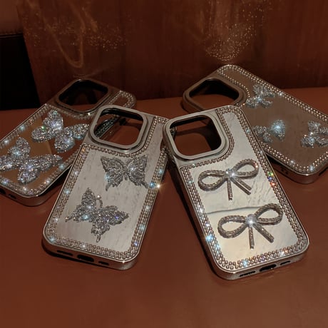 ジュエリー 鏡iPhone16pro/16カバー キラキラ上品 iPhone15pro/14/13proケース トレンドファッション オシャレ [M5109]